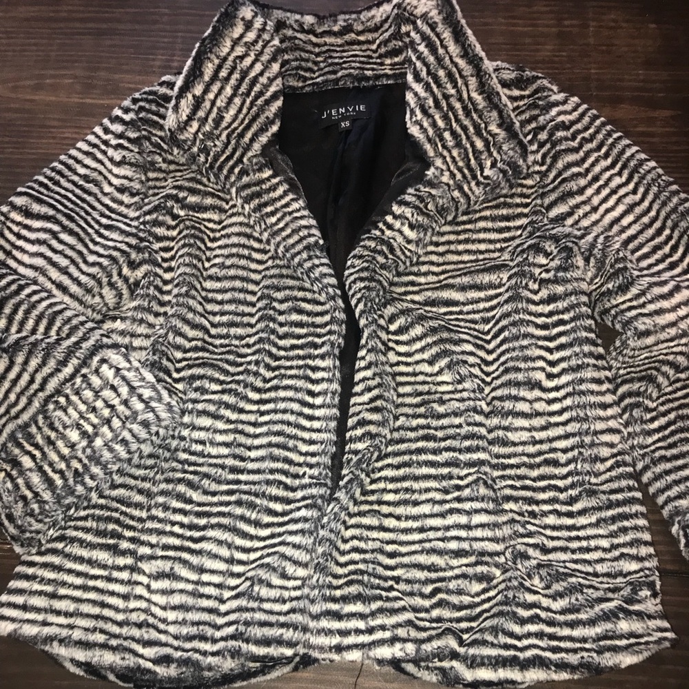 Faux fur striped jacket